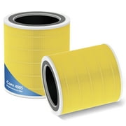 Core 400S Replacement Filter for LEVOIT Core 400S Smart WiFi Air Cleaner Purifier, Core 400S-RF-PA LRF-C401-YUS, 3-in-1 H13 True HEPA Activated Carbon Pre-Filter, 2 Pack, Yellow