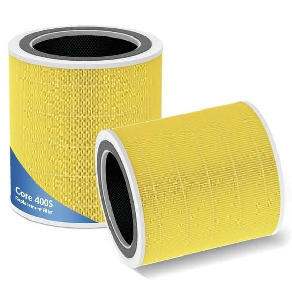 Core 400S Replacement Filter for LEVOIT Core 400S Smart WiFi Air Cleaner Purifier, Core 400S-RF-PA (LRF-C401-YUS), 3-in-1 H13 True HEPA Activated Carbon Pre-Filter, 2 Pack, Yellow