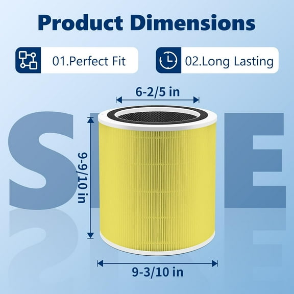 Core 400S Pet Care Replacement Filter for  Core 400S Smart WiFi Air Purifier, 2 Pack, Yellow