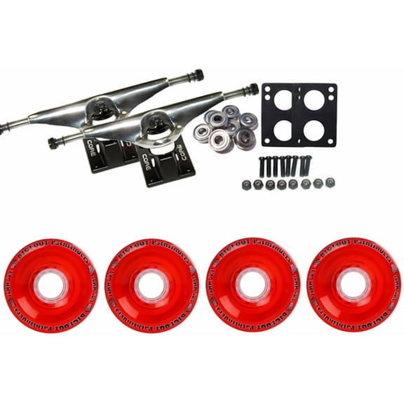 Core 6.0 Raw Longboard Trucks Wheels Package Bigfoot 70mm Pathfinders Red