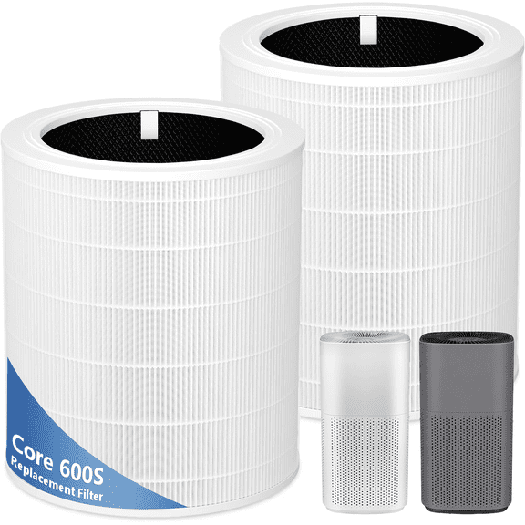 Core 600S Replacement Filter for LEVOIT Core 600S-P Smart Air Purifier, Core600S-RF, 3-in-1 HEPA Activated Carbon Filter for Home Large Room, 2 Pack