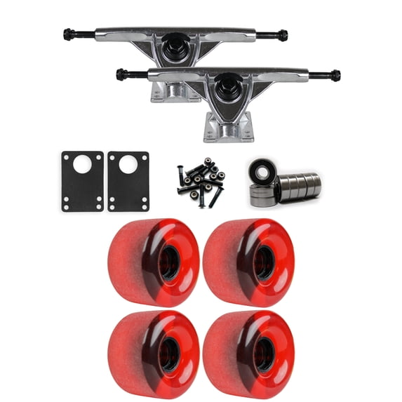 Core 7.0 Longboard Trucks Wheels Package 65mm x 44mm 83A 485C Red Clear