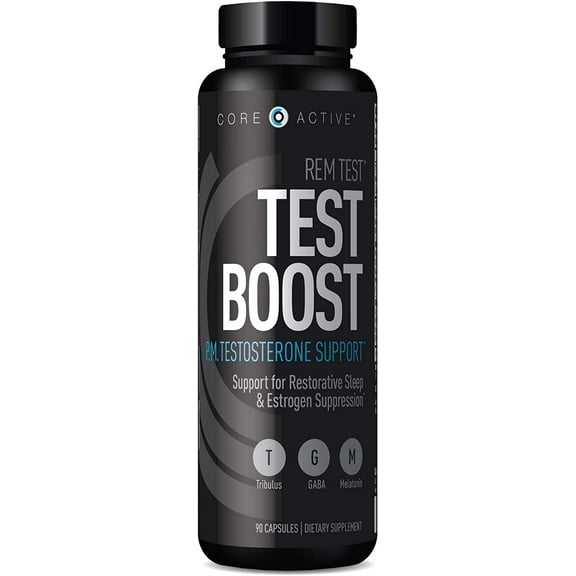Core Active REM TEST P.M. Testosterone Boost - Sleep Aid and Relaxation for Optimal Rejuvenation - Enhance Muscle Recovery - Increase Lean Muscle Growth for Men - 90 Capsules