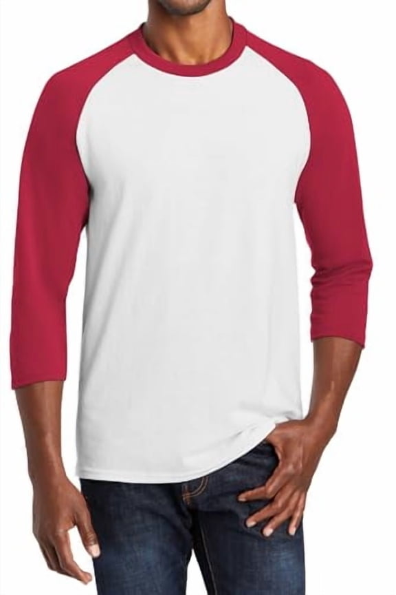 Core Blend Heavy Cotton 3/4-Sleeve Raglan Tee - Casual Men's Jersey Baseball Shirt