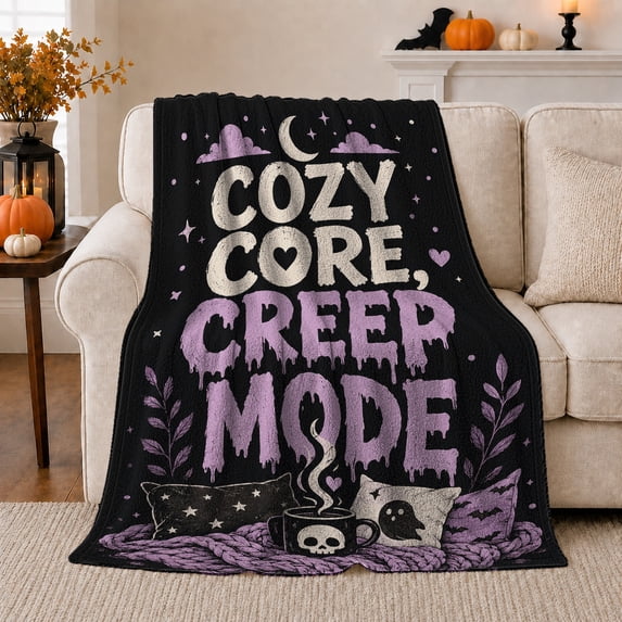 Core Creep Mode autumn celebration Quote, Warm Flannel Blanket for Living Room and Reading Nook with Detailed Artwork, Festive autumn celebration Scene, Art Lovers autumn celebration Gift