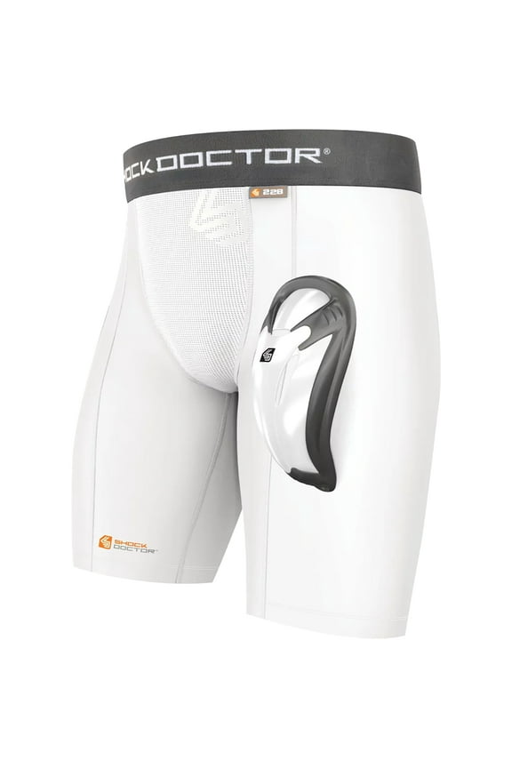Core Double Compression Short with BioFlex Cup - White - Boys - S