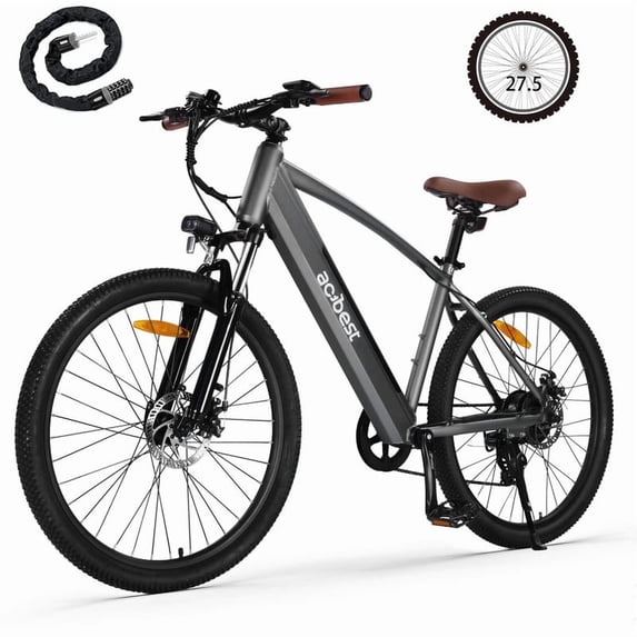 Core Electric Bicycle for Adults - Peak 750W Brushless Motor Ebike,up to 20MPH,Removable Built in Battery 27.5X2.1 Tire Step Over Bicycle with 7 Speed, UL2849 Gray