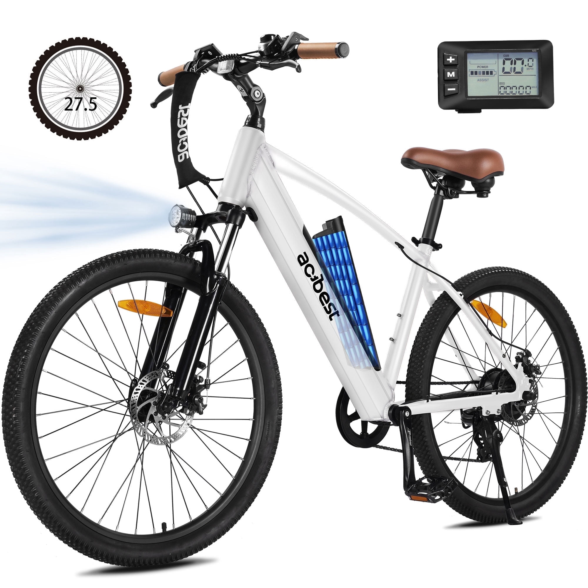 Core Electric Bicycle for Adults - Peak 750W Brushless Motor Ebike,up to 20MPH,27.5X2.1 Tire Step Over Bicycle with 7 Speed, White