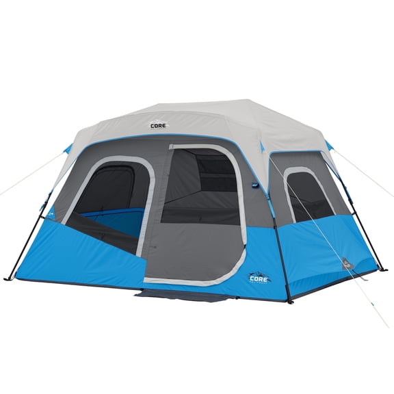 CORE 11' x 9' 6 Person Lighted Instant Cabin Camping Tent, 27lbs