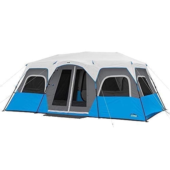 CORE 18' x 10' 12 Person Lighted Instant Cabin Camping Tent, 54lbs