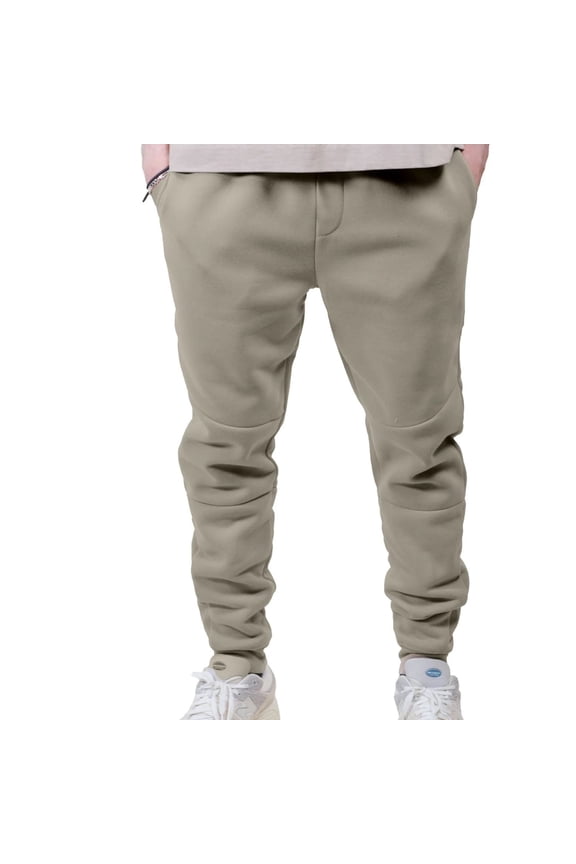 Men’s Core Fleece Jogger Sweatpants – Elastic Waist and Drawstring Cuffs, Olive Gray, Medium