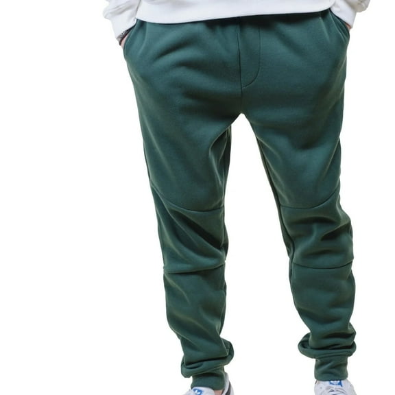 Brooklyn Cloth Men's Fleece Jogger Sweatpants, Elastic Waist, Drawstring Cuffs, Hunter Green, Medium