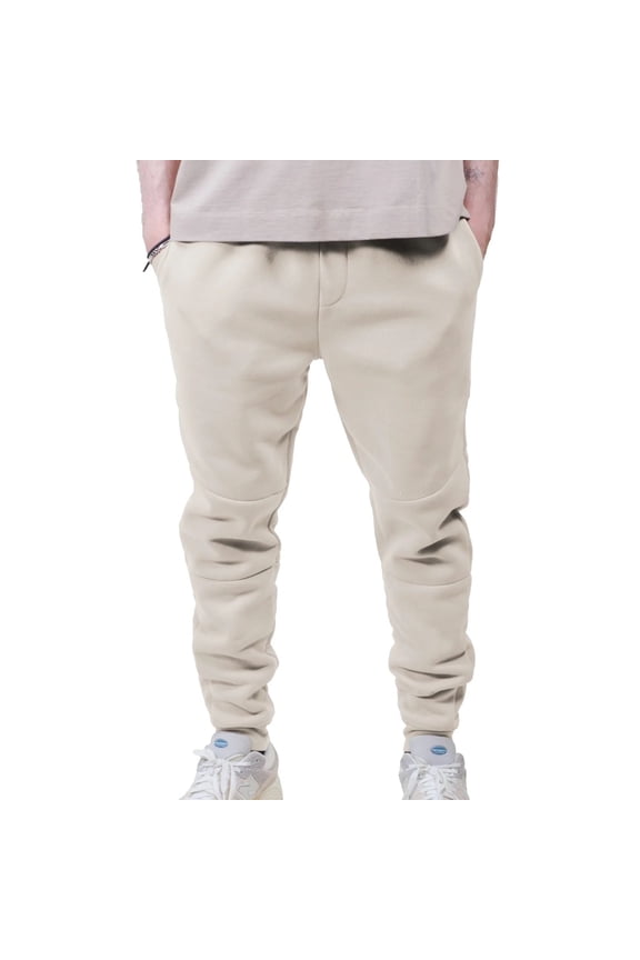 Men's Core Fleece Sweatpants Joggers, Elastic Waist, Drawstring Cuffs, Sand, Small