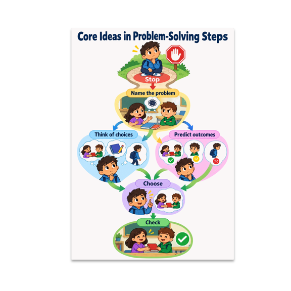 Core Ideas in Problem-Solving Steps - Classroom Support - 13x19 Poster Print
