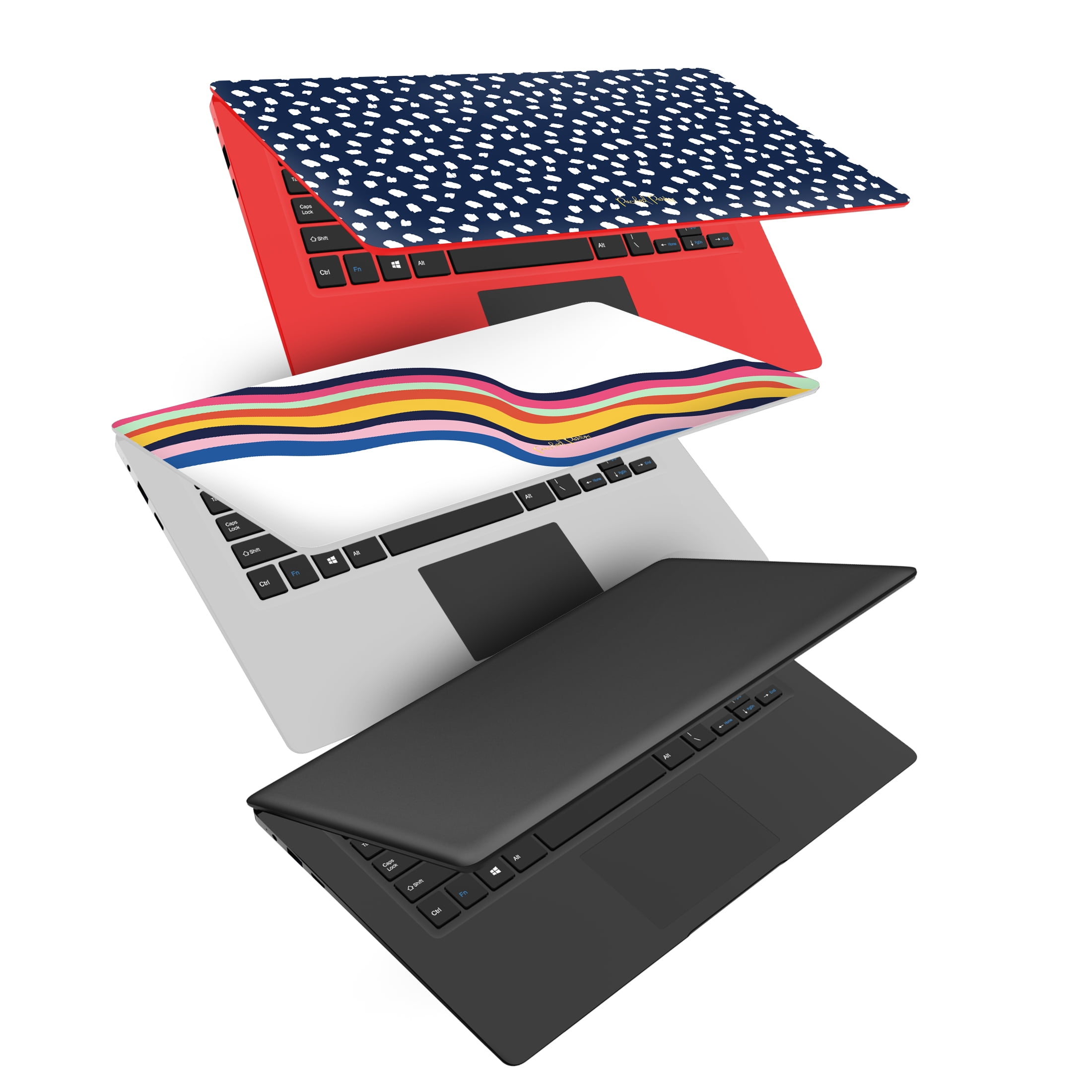 Core Innovations 14.1" Laptop with Windows 10 S, Intel Celeron 3GB RAM 64GB Flash Storage (Black) + Pack of Patterned Laptop Decals Designed by Packed Party