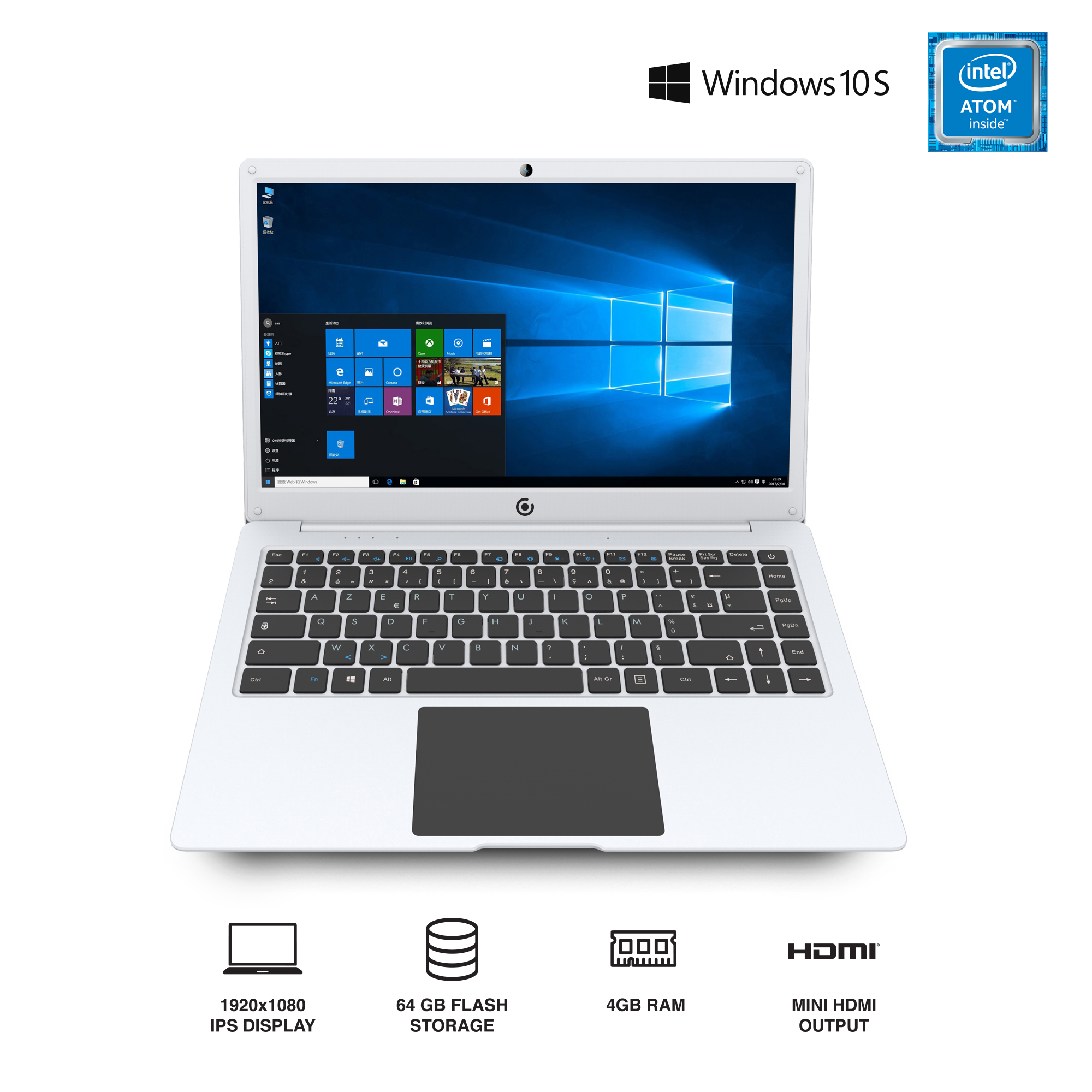 Core Innovations 14" FHD Laptop N3350 4GB 64GB eMMC Windows 10 S Silver CLT136401SL - image 1 of 8