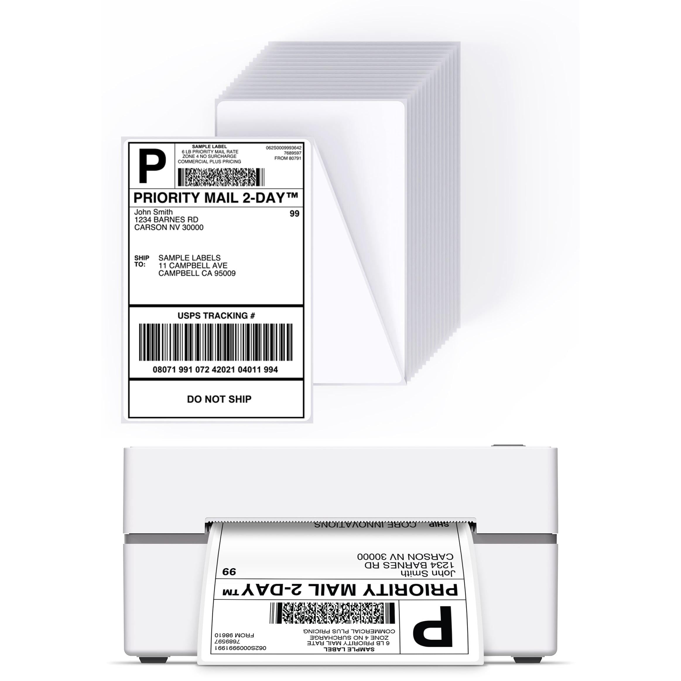 Core Innovations Bluetooth Thermal 4 x 6 Shipping Label Printer with 500 Fanfold Direct Thermal Shipping Labels Bundle