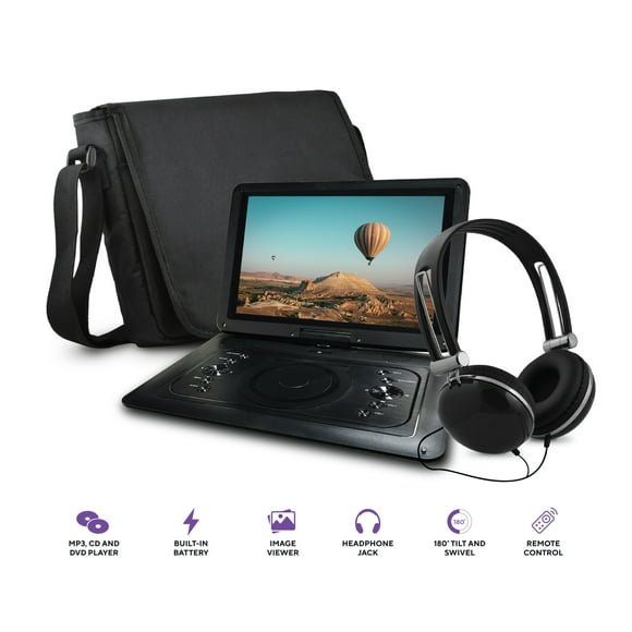 Core Innovations CPD144BL Portable DVD Player with Matching Headphones and Carrying Bag - 14.1" Display - 1280 x 800 - Black