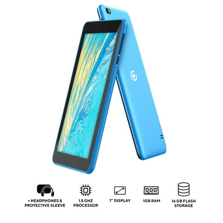 Core Innovations CRTB7001 7" Quad-Core Tablet with Headphones + Tablet Sleeve (Blue)