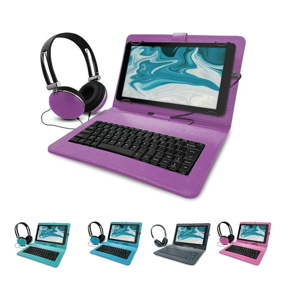 Core Innovations CTB1016G 10.1" Quad-Core Tablet with Headphones + Keyboard Folio (Purple)