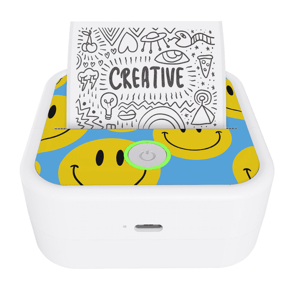 Core Innovations CTP500SM Wireless Mini Portable Inkless Thermal Printer & Label Maker + Paper, Android & iOS (Smiles)
