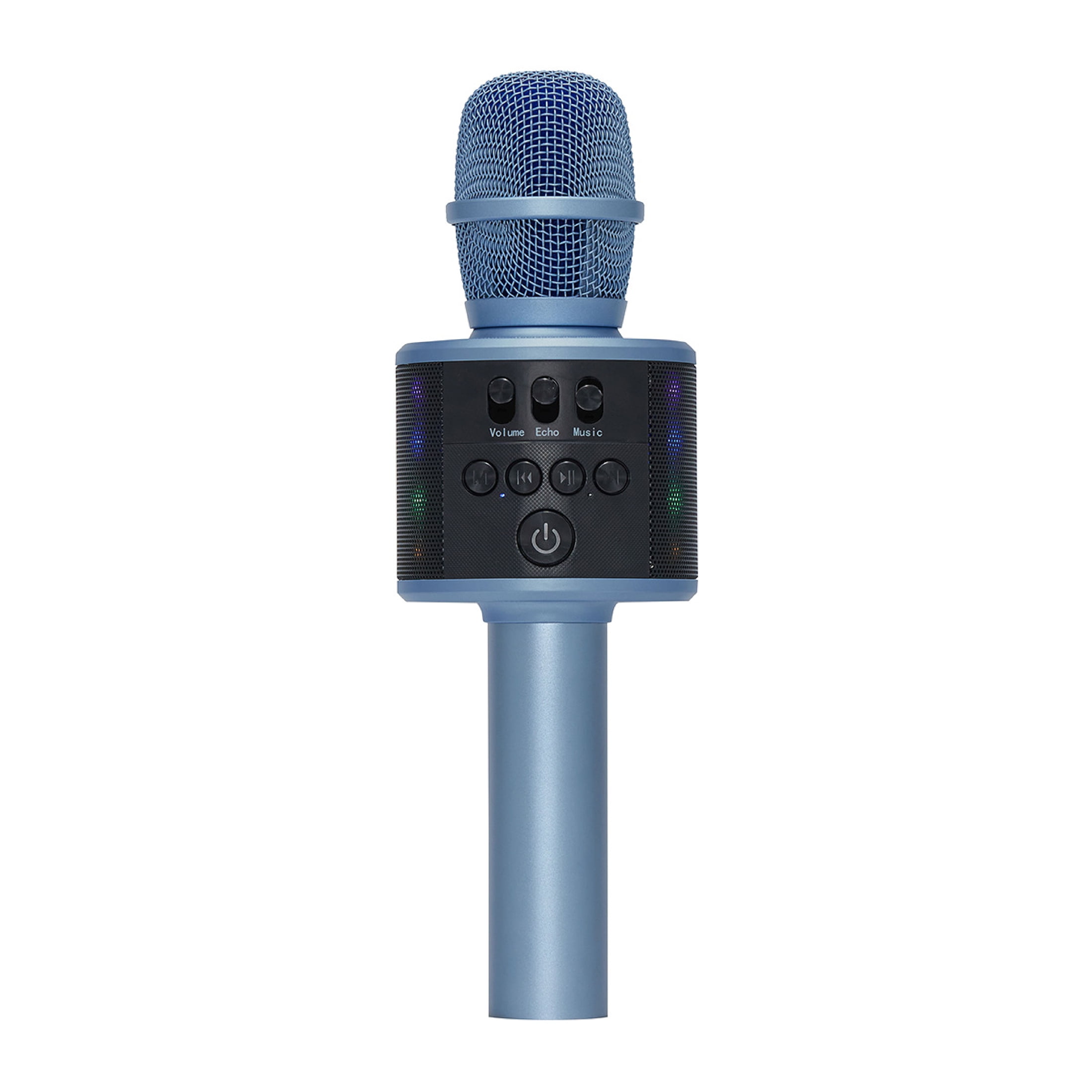 Ledeez Wireless Bluetooth LED Karaoke Microphone Set of 2, Blue 