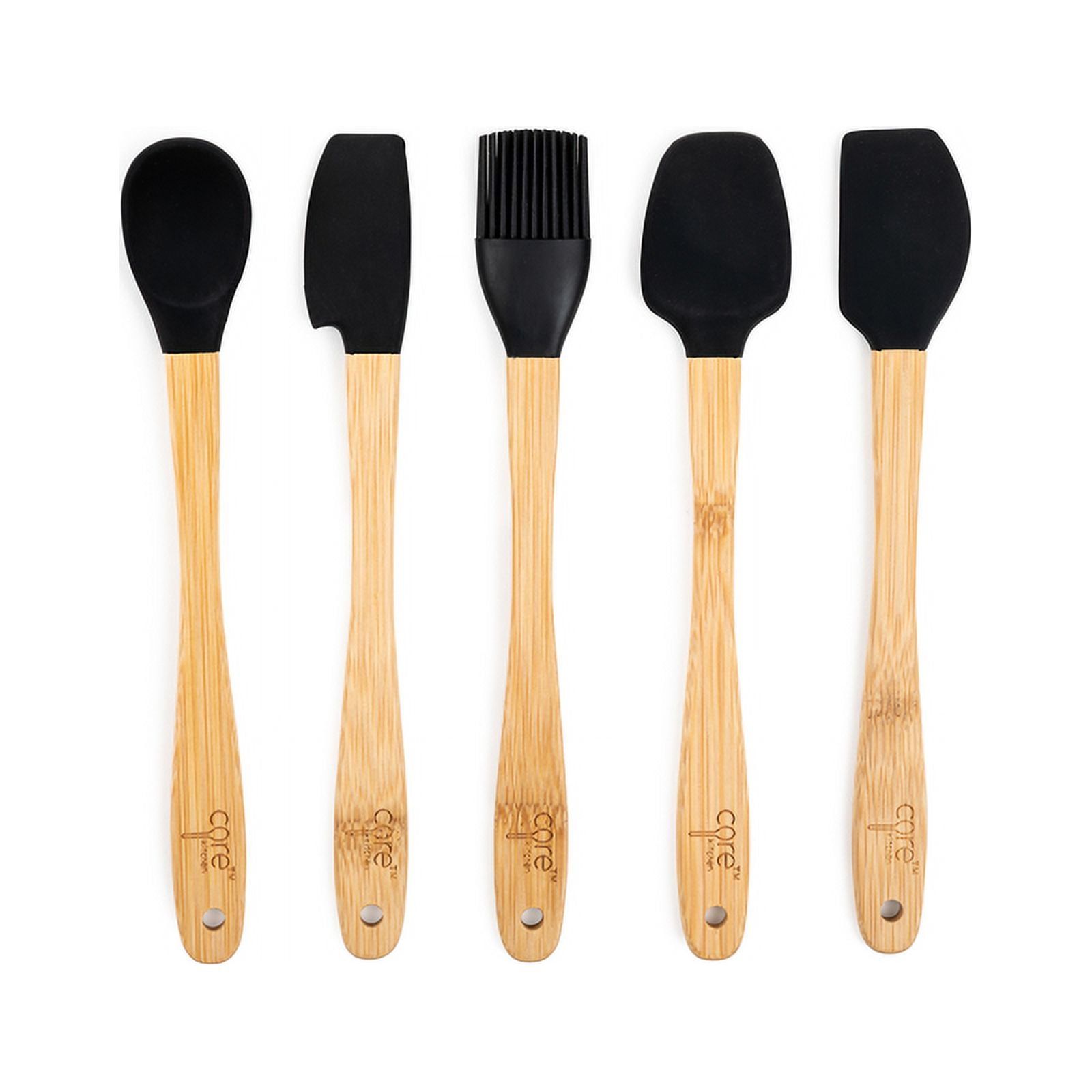 Core Kitchen Beige and Onyx Bamboo Silicone Mini Utensil Set