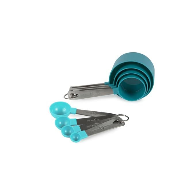 Blue and Silver Polypropylene Measuring Spoon and Cup Set