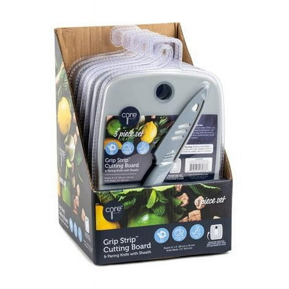 Core Kitchen Assorted Colors Polypropylene Cutting Board with Paring Knife