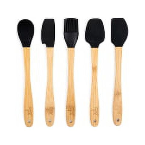 Core Kitchen Beige and Onyx Bamboo Silicone Mini Utensil Set