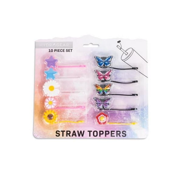 Core Kitchen 9105481 Flower & Butterfly Silicone Straw Topper, Assorted - Pack of 6