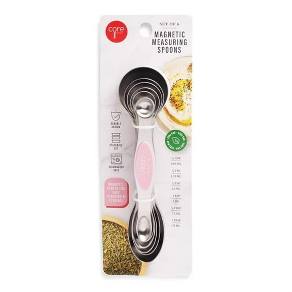 Core Kitchen 6084046 Magnetic Silicone & Stainless Steel Measuring Spoon Set, Assorted