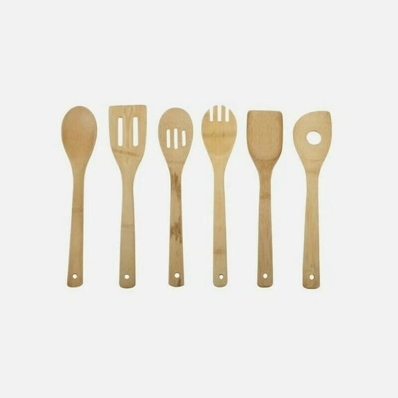 Core Kitchen Natural Bamboo Utensil Set 6 Pc. Lightweight Hang-Hole Ac29902 New!