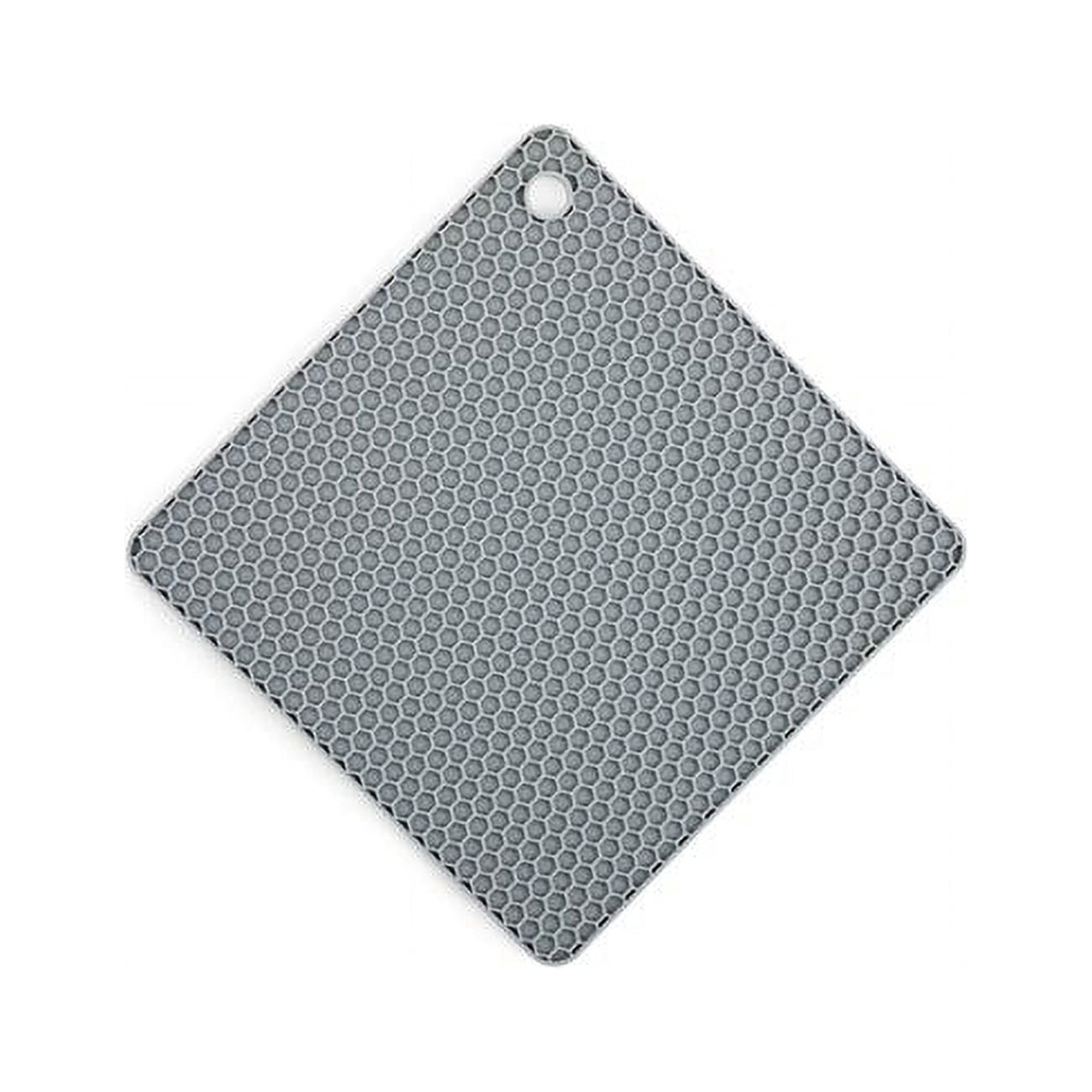 Core Kitchen Silver Silicone Square Trivet with Nickel Finish