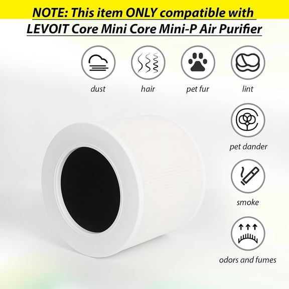 Core Mini-P Replacement Filter for LEVOIT Core Mini Air Purifier, High-Efficiency Activated Carbon, 3-in-1 HEPA, Part Core Mini-RF, 1 Pack