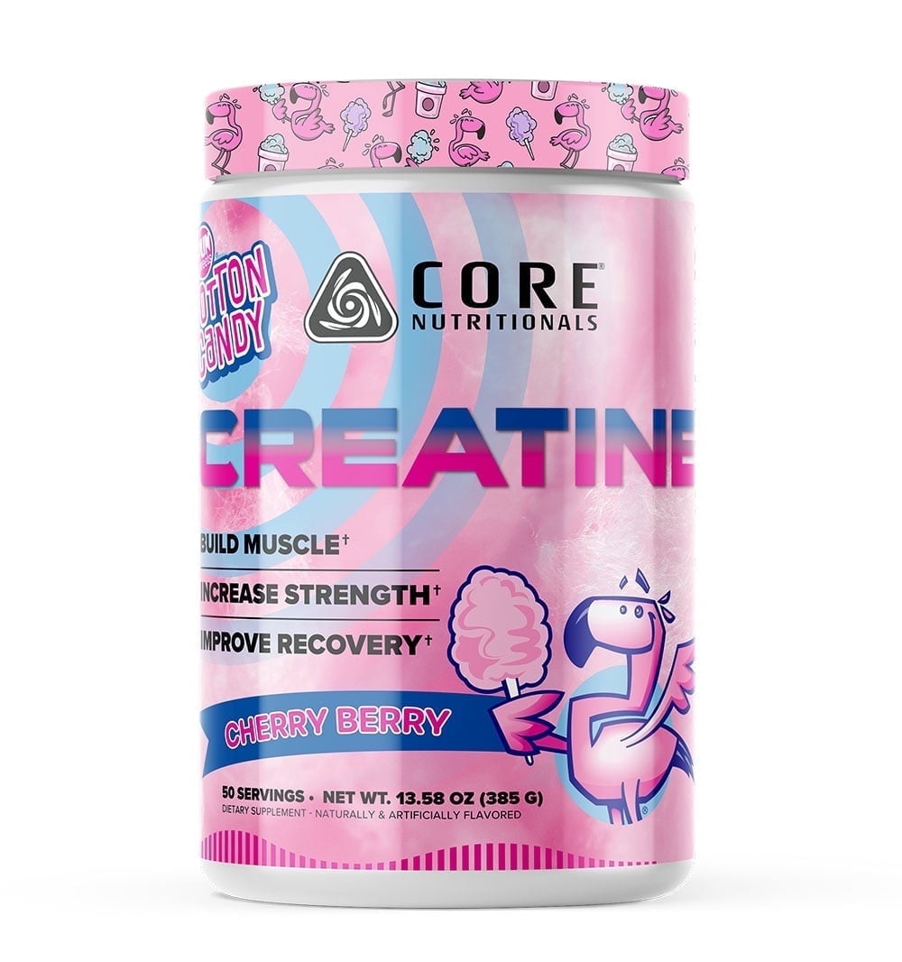 Core Nutritionals Creatine, Increases Strength and Muscle Growth, 5000 mg, 50 Servings (FUN SWEETS - Cherry Berry)