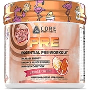 Core Nutritionals Essential Pre Workout | for Energy & Muscle Pumps | L-Citrulline & Beta Alanine | 200mg Caffeine | 30 Servings Fun Sweets Orange Cream