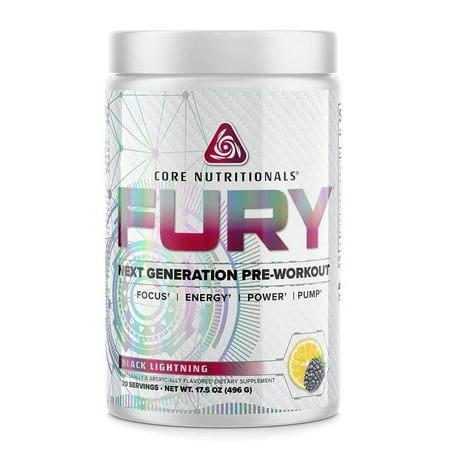 Core Nutritionals Fury Platinum Next Gen Pre Workout 20 Fully Dosed Servings (Black Lightning)