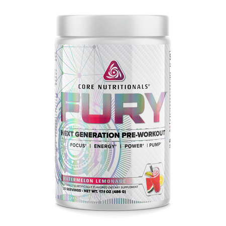 Core Nutritionals Fury Platinum Next Gen Pre Workout 20 Fully Dosed Servings (Watermelon Lemonade)