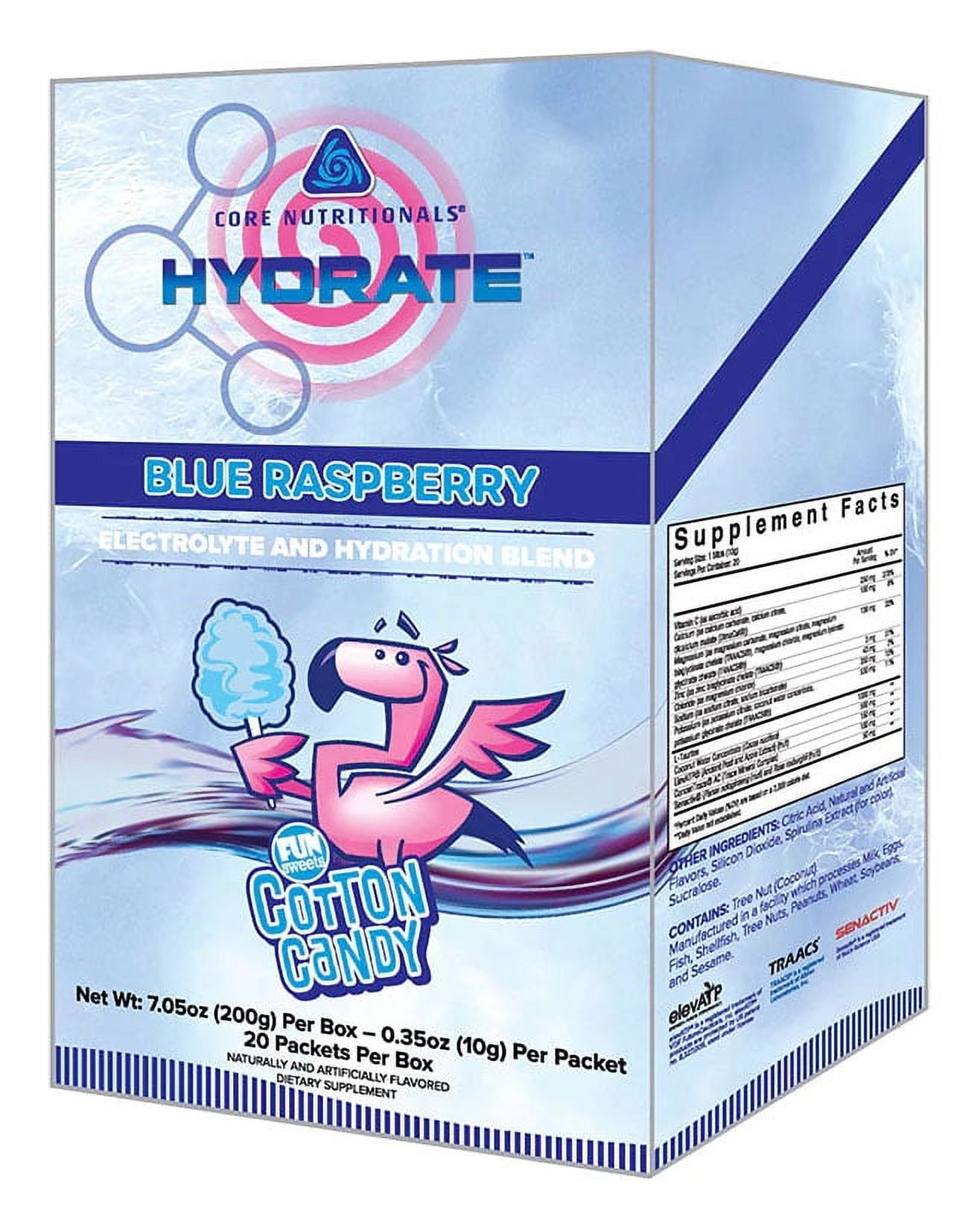 Core Nutritionals HYDRATE Comprehensive Electrolyte and Hydration Blend - FUN SWEETS Blue Raspberry, 20 Packets
