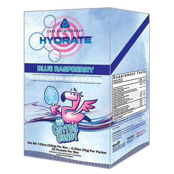 Core Nutritionals HYDRATE Comprehensive Electrolyte and Hydration Blend - FUN SWEETS Blue Raspberry, 20 Packets