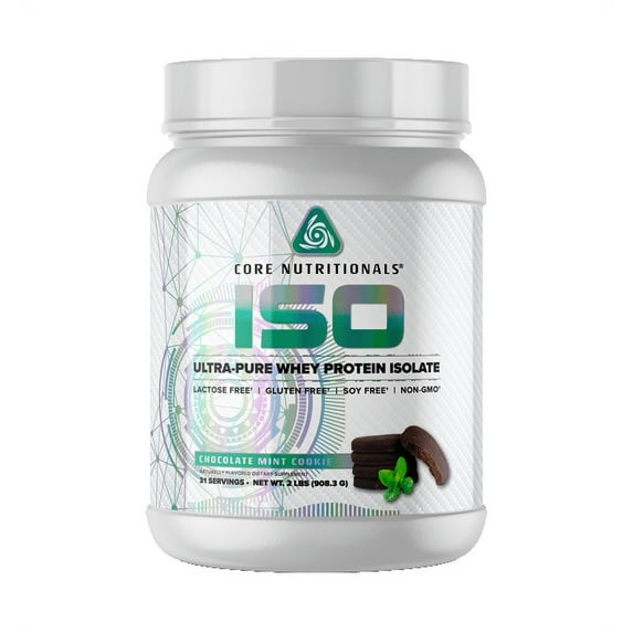 Core Nutritionals ISO, 100% Micro Filtered, Zero Artificial Fillers, 24g Whey Protein Isolate, 32 Servings (Mint Cookie)