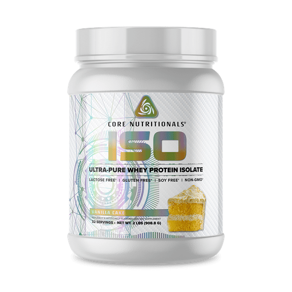 Core Nutritionals ISO, 100% Micro Filtered, Zero Artificial Fillers, 24g Whey Protein Isolate, 32 servings (Vanilla Cake)
