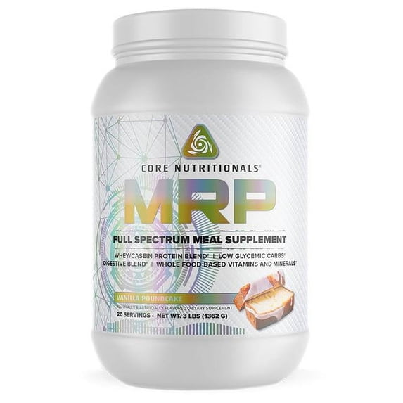 Core Nutritionals Platinum MRP Full Spectrum Meal Replacement, Sustained Release for All Day Amino Acid Support, 27G Protein, 20 Servings (Vanilla Poundcake)