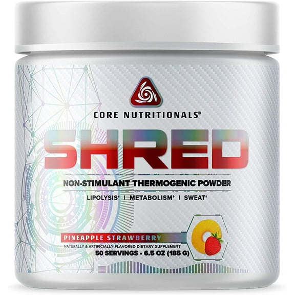 Core Nutritionals Platinum Shred Non-Stimulant, Fat Burning, Thermogenic Powder with 1G Acetyl-L-Carnitine 50 Servings (Pineapple Strawberry)