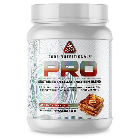 Core Nutritionals Pro Sustained Release Protein Blend, Digestive Enzyme Blend, 25G Protein, Low Carb, 24 Servings (Cinnamon French Toast)