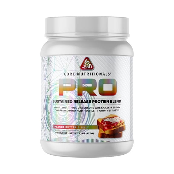 Core Nutritionals Pro Sustained Release Protein Blend, Digestive Enzyme Blend, 25G Protein, Low Carb, 27 Servings (Peanut Butter & Jelly)
