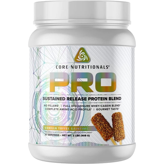 Core Nutritionals Pro Sustained Release Protein Blend, Digestive Enzyme Blend, 25G Protein, Low Carb, 27 Servings (Vanilla Gaintime)