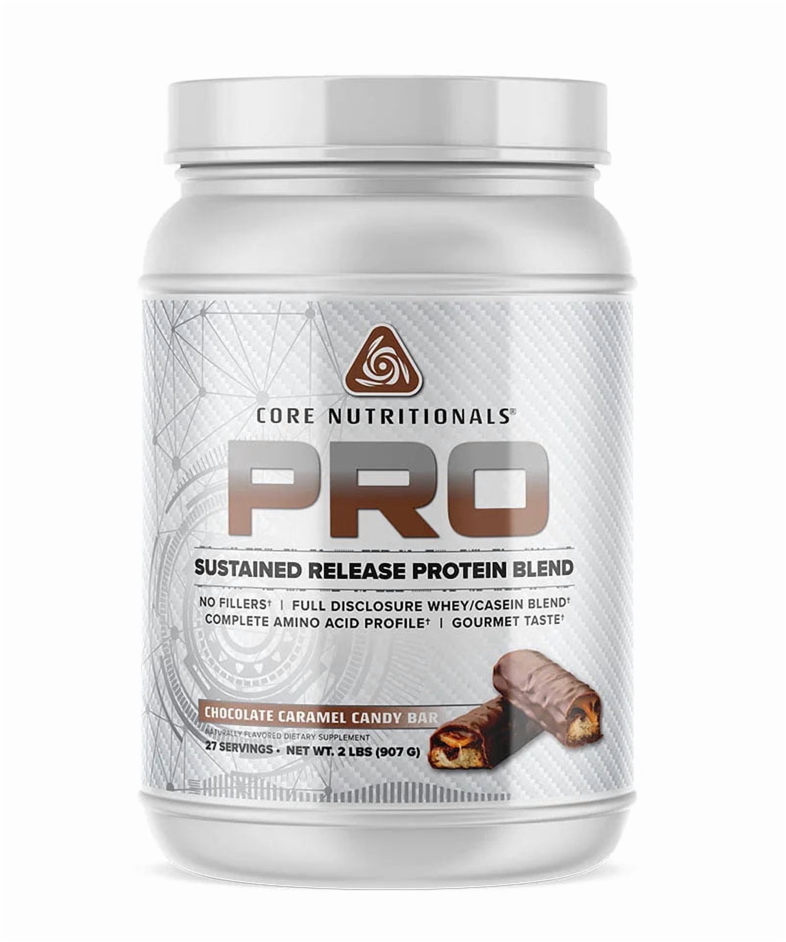 Core Nutritionals Pro Sustained Release Protein Blend, Digestive Enzyme Blend, 25G Protein, Low Carb, 28 Servings (Chocolate Caramel Candy Bar)