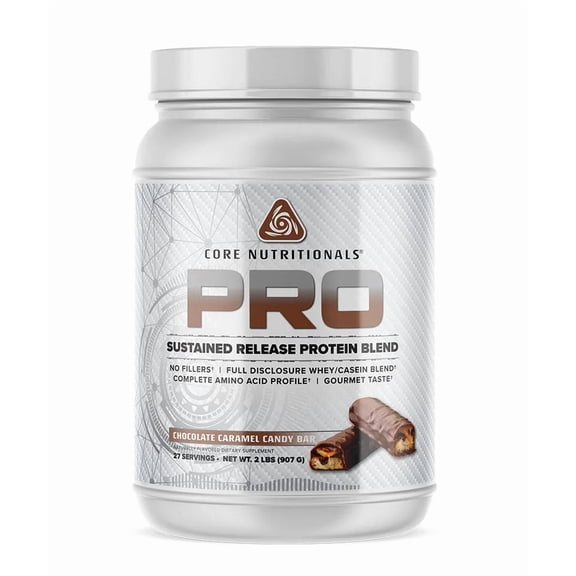 Core Nutritionals Pro Sustained Release Protein Blend, Digestive Enzyme Blend, 25G Protein, Low Carb, 28 Servings (Chocolate Caramel Candy Bar)